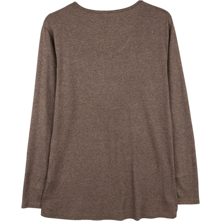 V-neck long T-shirt, women's size S polyester brown type Vintage Second Hand