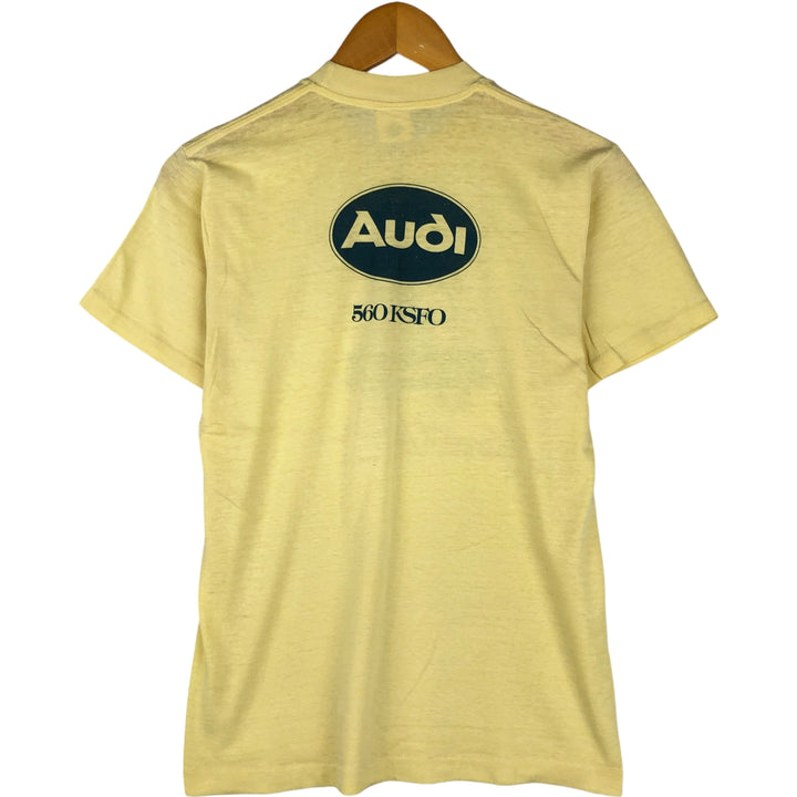 Vintage 1980'S SIGNAL Audi print T-shirt, Made in USA, Men's Size Medium polyester yellow type Vintage Second Hand