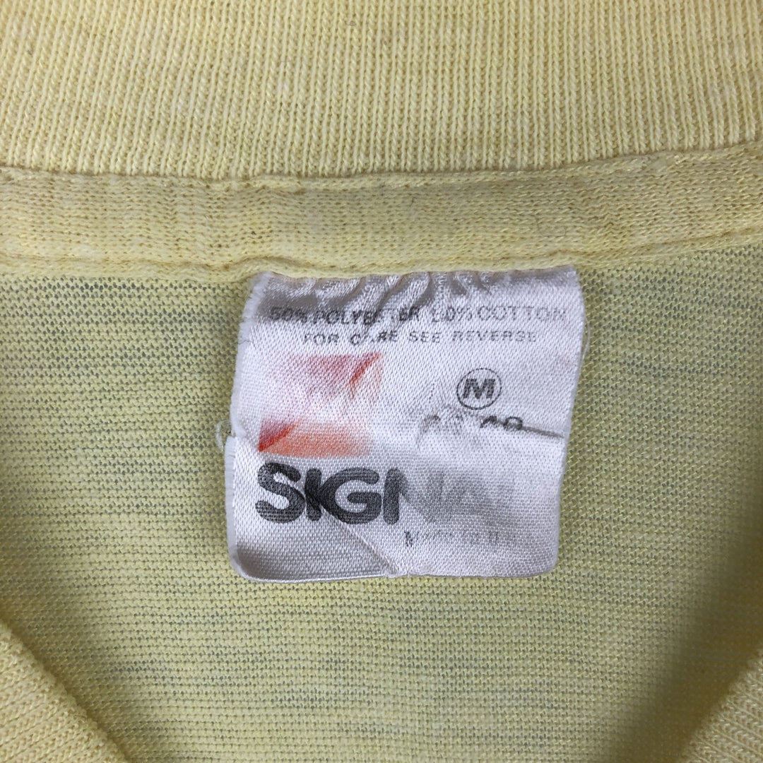 Vintage 1980'S SIGNAL Audi print T-shirt, Made in USA, Men's Size Medium polyester yellow type Vintage Second Hand