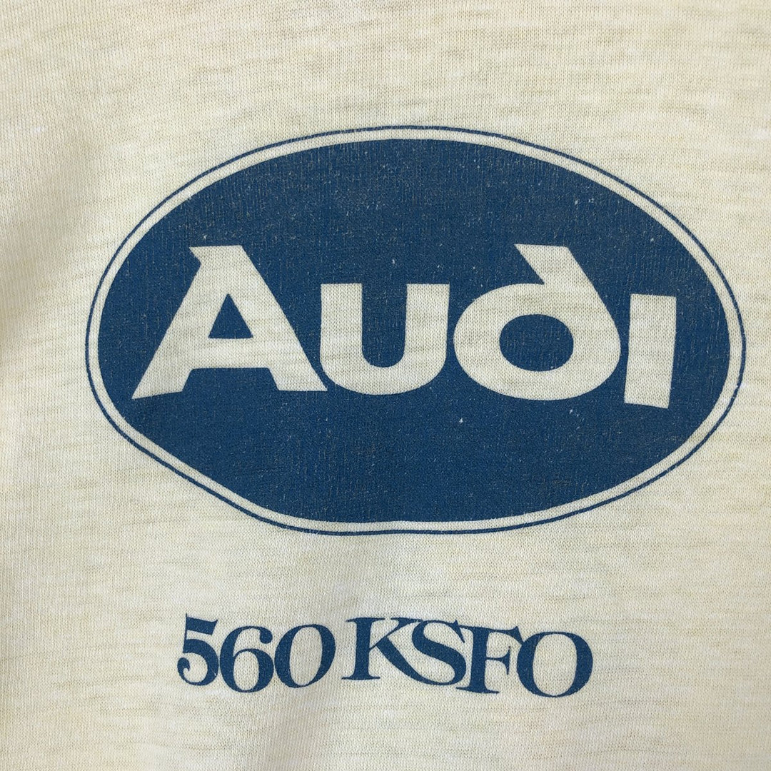 Vintage 1980'S SIGNAL Audi print T-shirt, Made in USA, Men's Size Medium polyester yellow type Vintage Second Hand