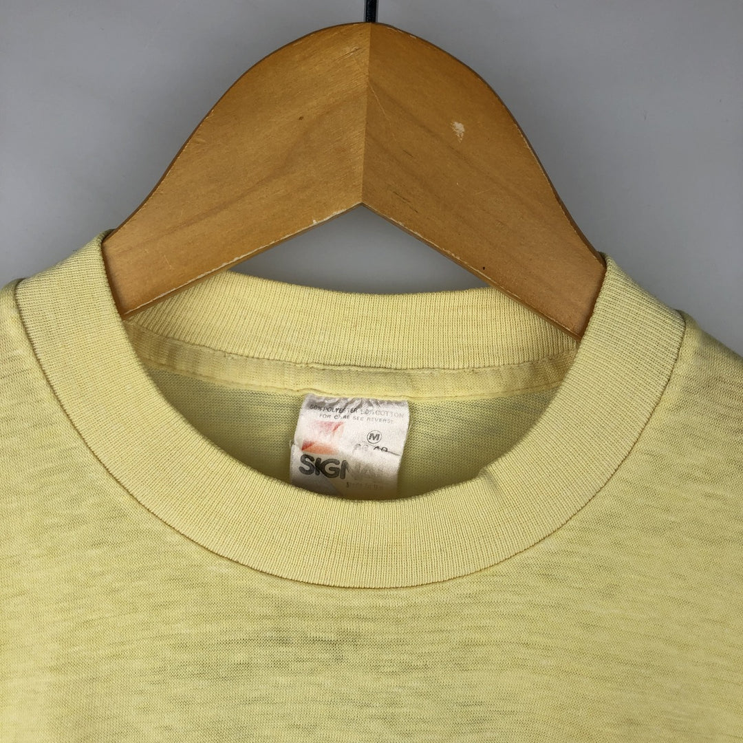 Vintage 1980'S SIGNAL Audi print T-shirt, Made in USA, Men's Size Medium polyester yellow type Vintage Second Hand