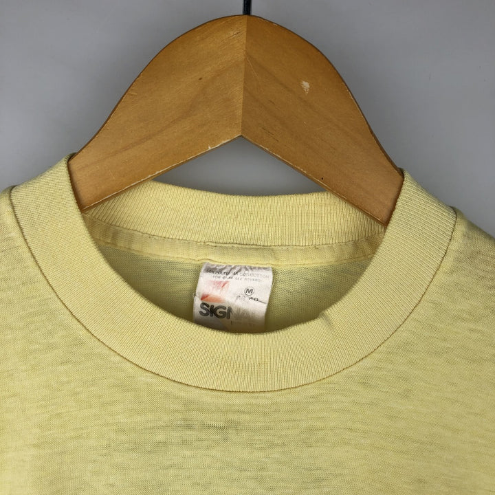 Vintage 1980'S SIGNAL Audi print T-shirt, Made in USA, Men's Size Medium polyester yellow type Vintage Second Hand