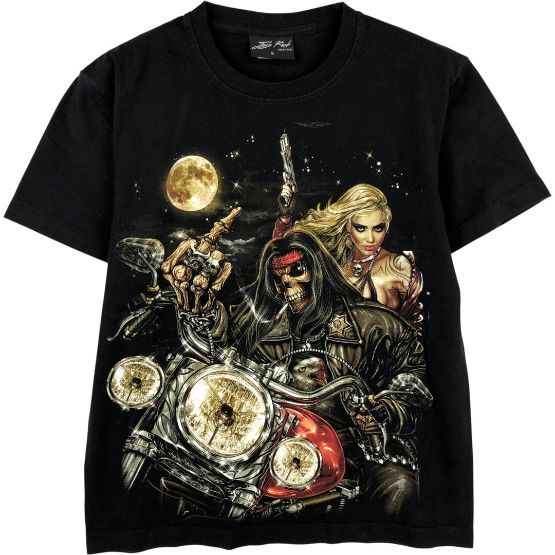Jay's Rock Skull Pattern Large Print T-Shirt, Men's Size Small cotton black type Vintage Second Hand