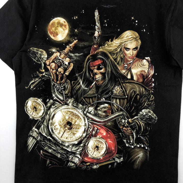 Jay's Rock Skull Pattern Large Print T-Shirt, Men's Size Small cotton black type Vintage Second Hand