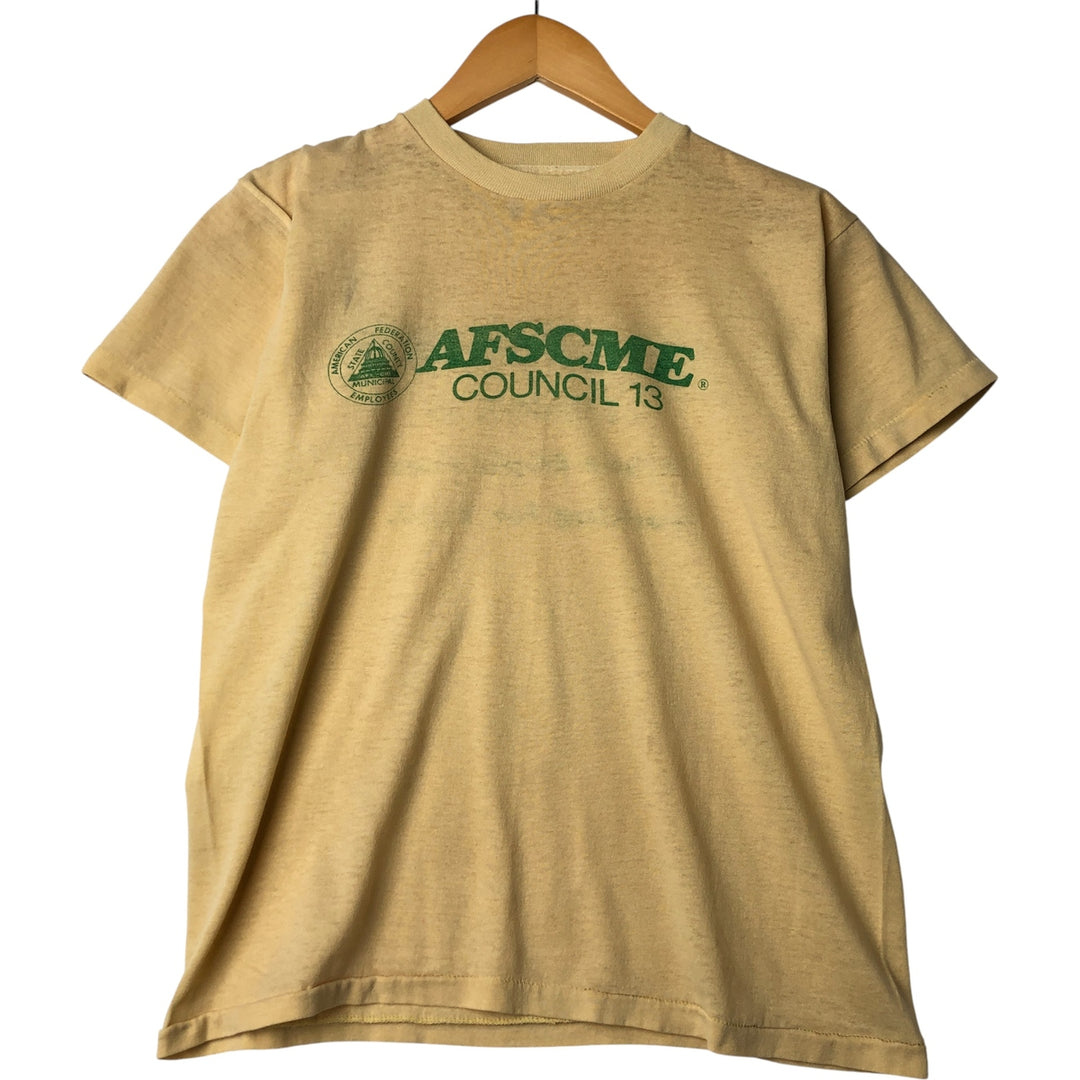 ~90'S Vintage Printed T-shirt, Men's S size unclear yellow type Vintage Second Hand