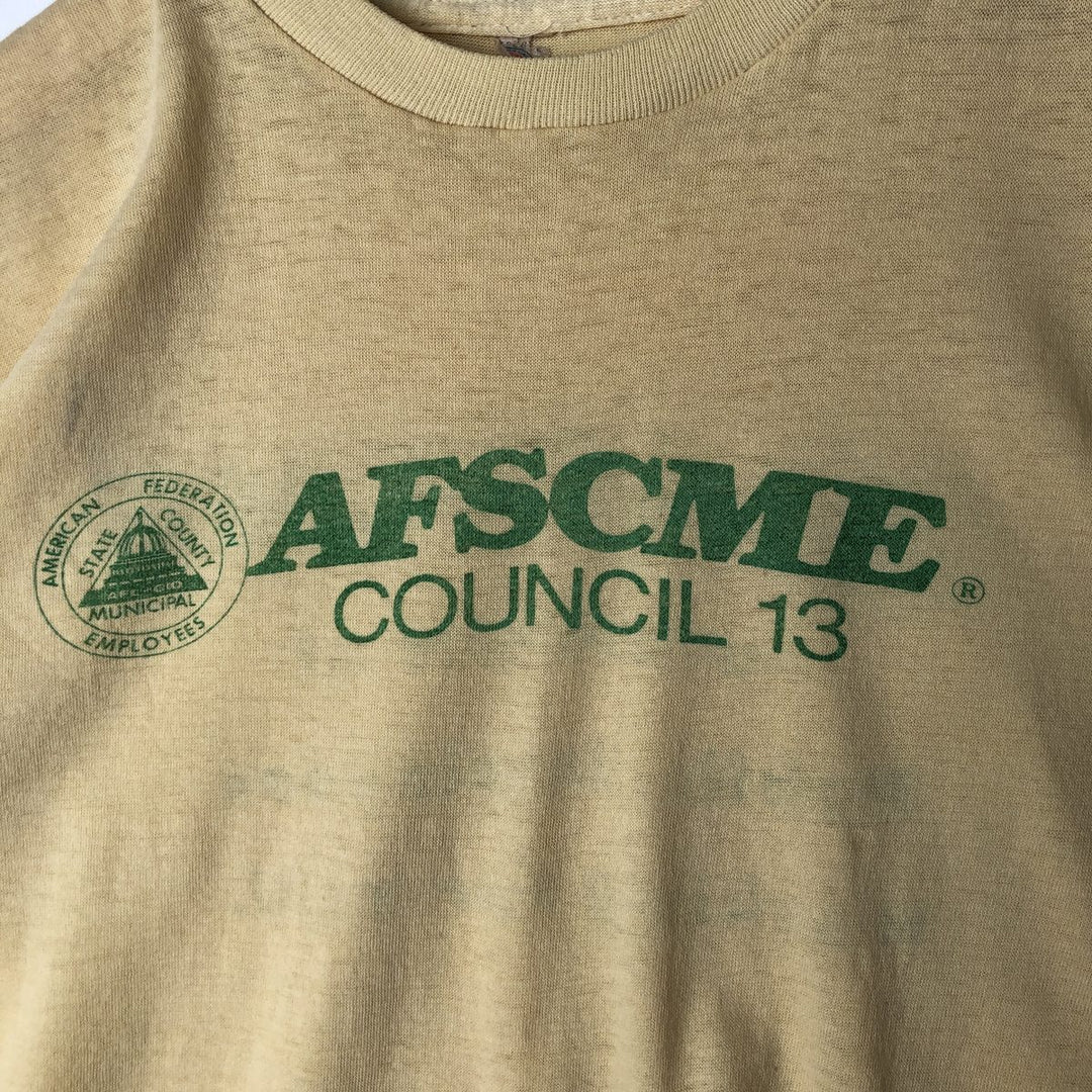 ~90'S Vintage Printed T-shirt, Men's S size unclear yellow type Vintage Second Hand