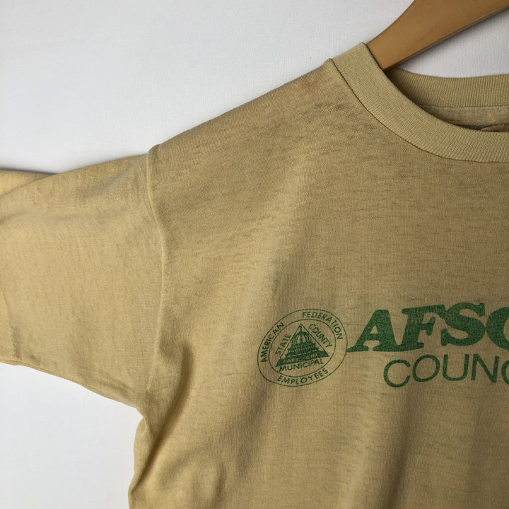 ~90'S Vintage Printed T-shirt, Men's S size unclear yellow type Vintage Second Hand