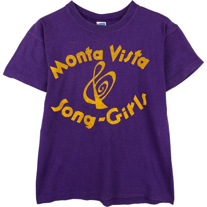 Vintage 1970'S Champion Bar Tag Print T-Shirt, Made in USA, Women's Size Medium cotton purple type Vintage Second Hand