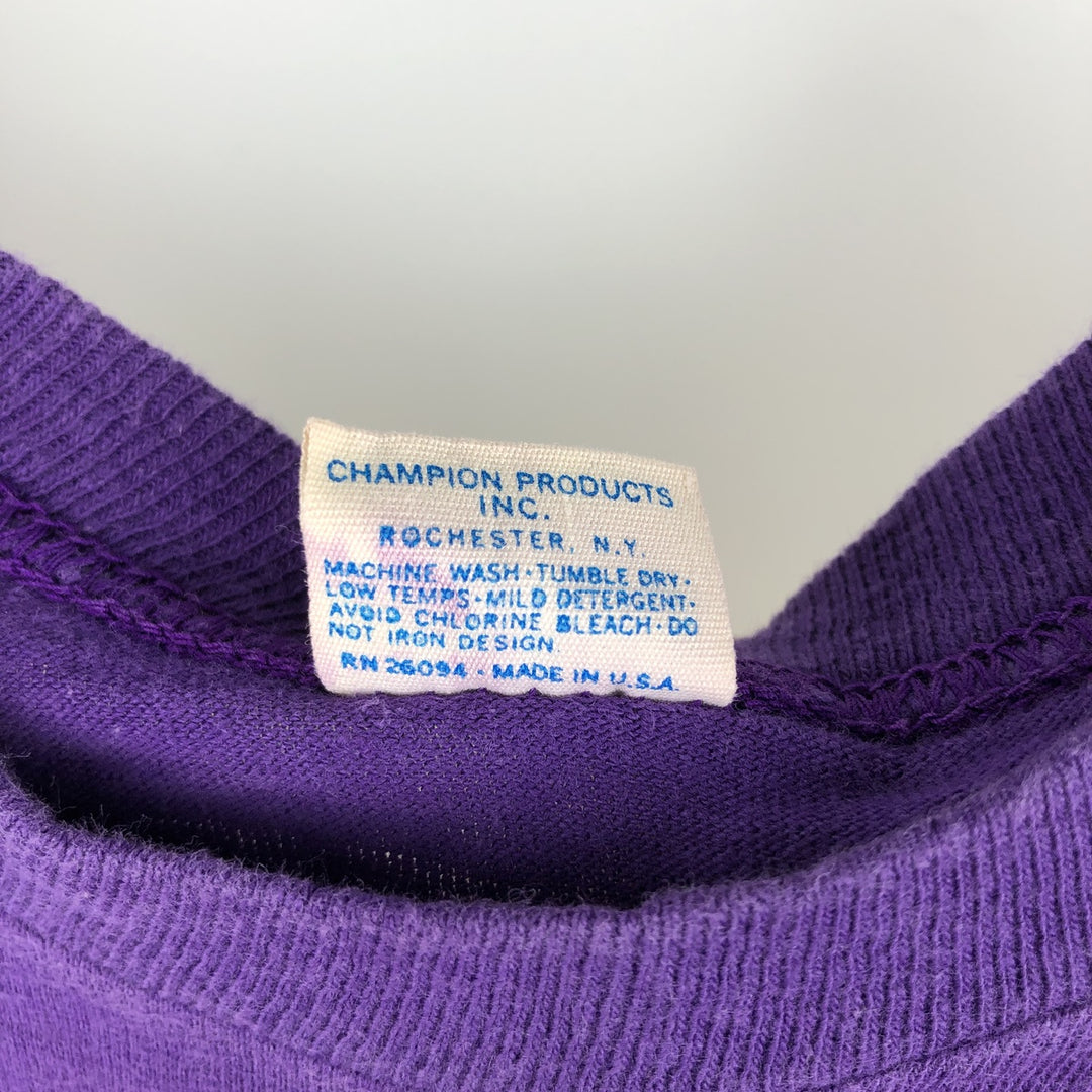Vintage 1970'S Champion Bar Tag Print T-Shirt, Made in USA, Women's Size Medium cotton purple type Vintage Second Hand