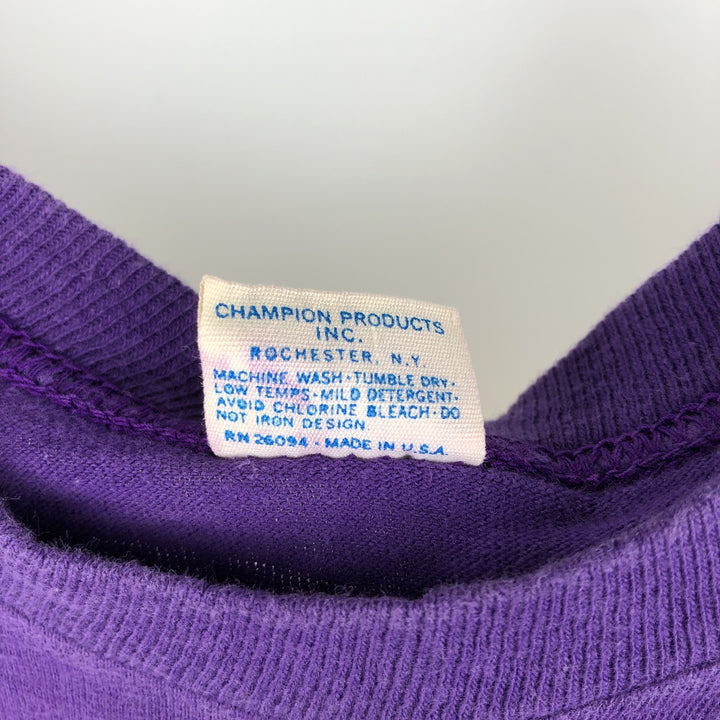 Vintage 1970'S Champion Bar Tag Print T-Shirt, Made in USA, Women's Size Medium cotton purple type Vintage Second Hand