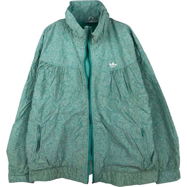 Vintage 1980'S Adidas Trefoil logo all-over print nylon jacket, size L, women's polyamide Mint green Vintage Second Hand
