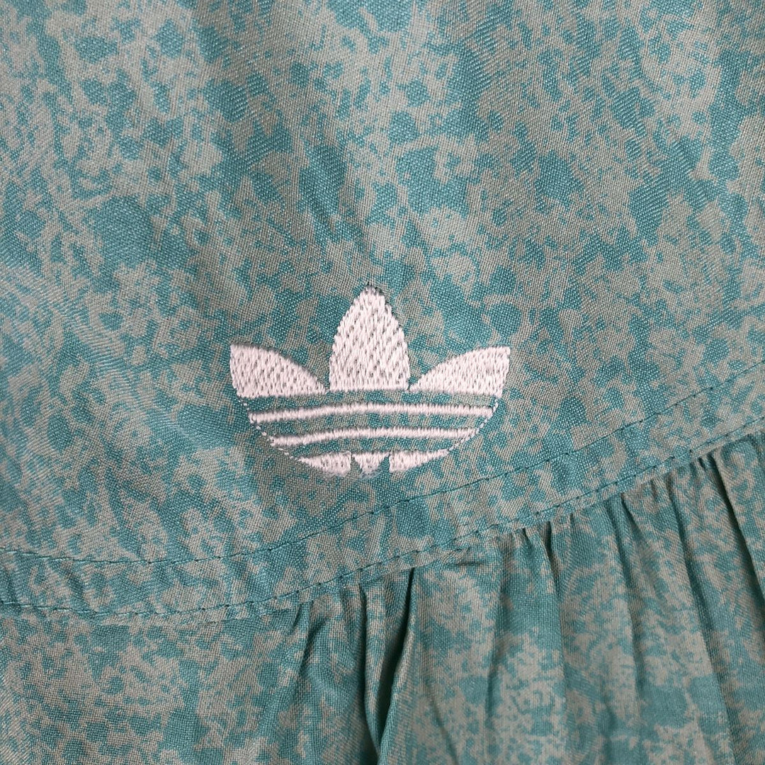 Vintage 1980'S Adidas Trefoil logo all-over print nylon jacket, size L, women's polyamide Mint green Vintage Second Hand