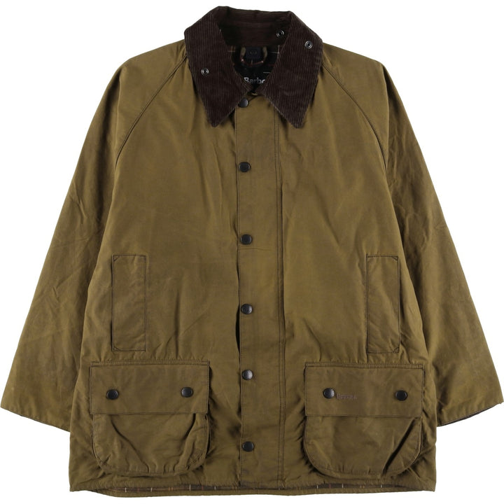 2000'S - Barbour Classic Beaufort Oiled Hunting Jacket, Made in England, C44, Men's Size L Waxed cotton Khaki type Vintage Second Hand