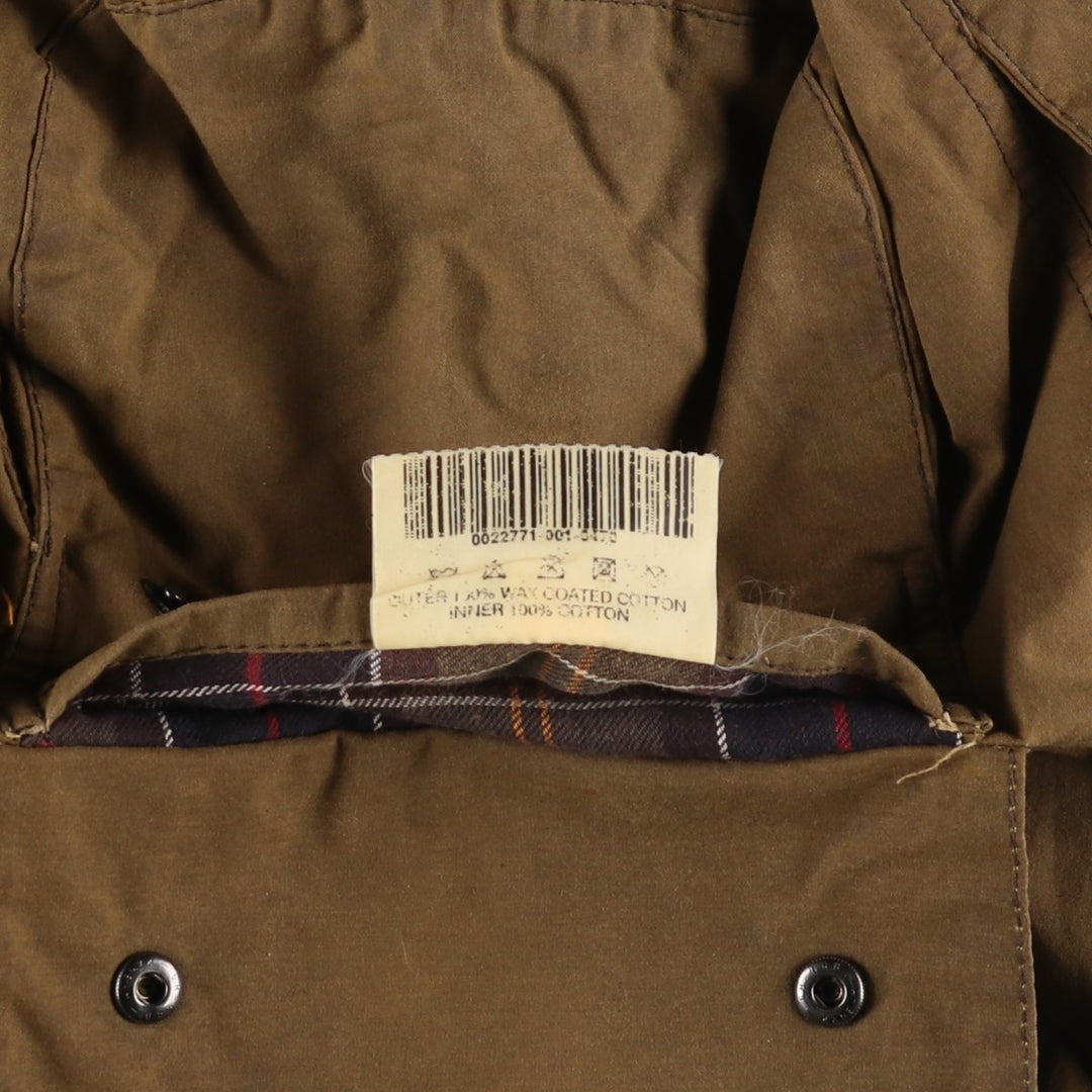 2000'S - Barbour Classic Beaufort Oiled Hunting Jacket, Made in England, C44, Men's Size L Waxed cotton Khaki type Vintage Second Hand