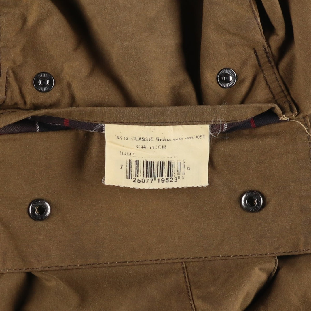 2000'S - Barbour Classic Beaufort Oiled Hunting Jacket, Made in England, C44, Men's Size L Waxed cotton Khaki type Vintage Second Hand