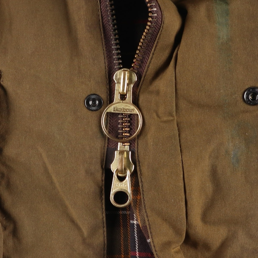 2000'S - Barbour Classic Beaufort Oiled Hunting Jacket, Made in England, C44, Men's Size L Waxed cotton Khaki type Vintage Second Hand