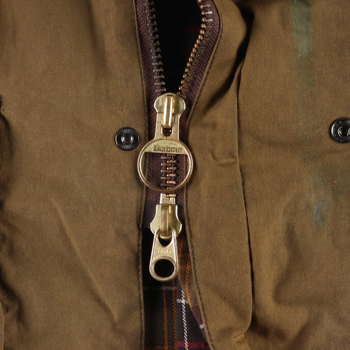 2000'S - Barbour Classic Beaufort Oiled Hunting Jacket, Made in England, C44, Men's Size L Waxed cotton Khaki type Vintage Second Hand