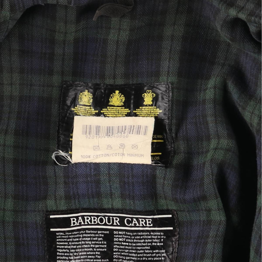 Bargain Price (with minor imperfections): 1990'S Barbour DURHAM (Durham) Old 3-Warrant Hooded Waxed Cotton Oiled Jacket, Made in England, Size C40 cotton navy blue type Vintage Second Hand