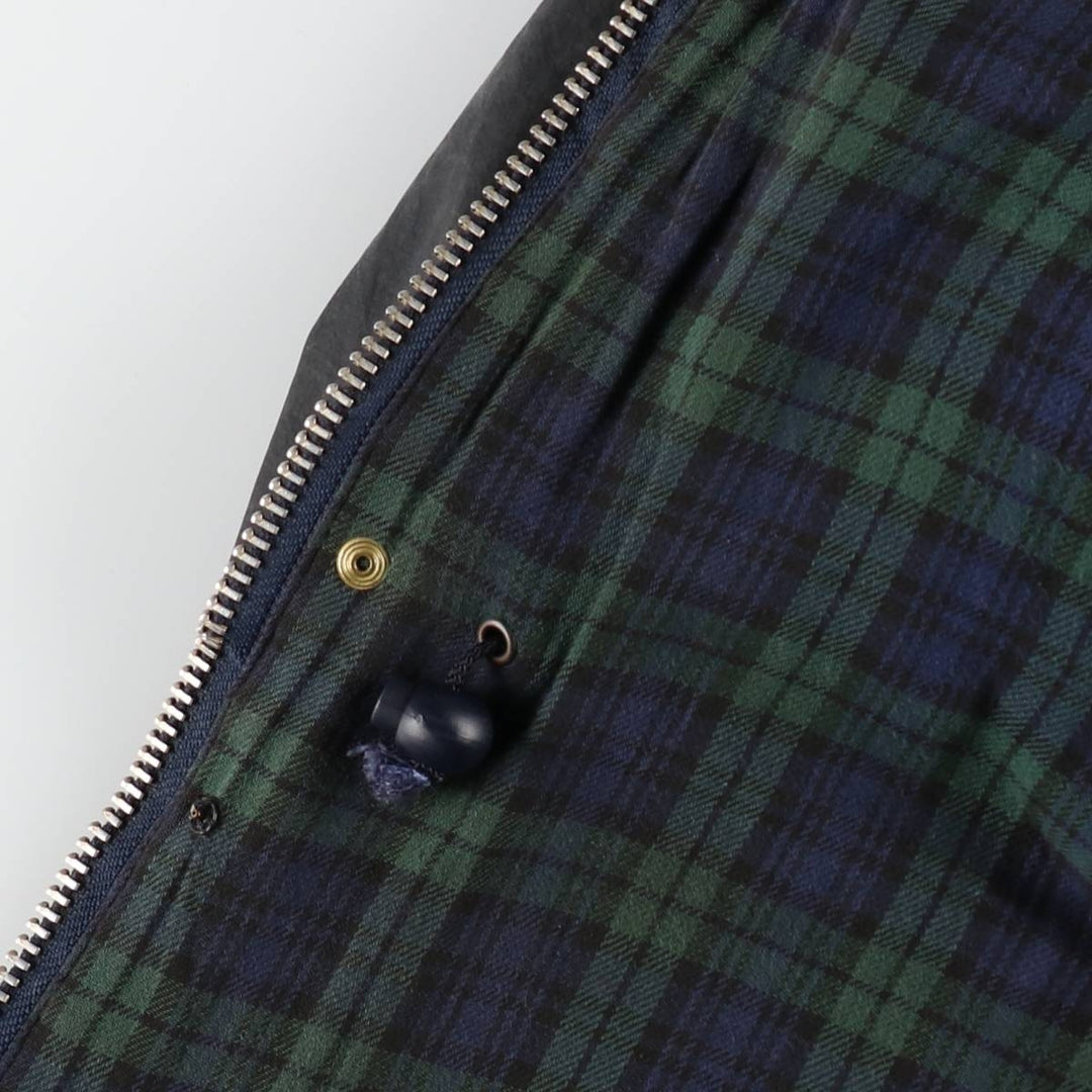 Bargain Price (with minor imperfections): 1990'S Barbour DURHAM (Durham) Old 3-Warrant Hooded Waxed Cotton Oiled Jacket, Made in England, Size C40 cotton navy blue type Vintage Second Hand