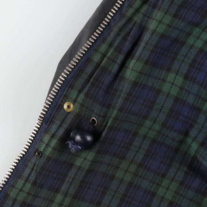 Bargain Price (with minor imperfections): 1990'S Barbour DURHAM (Durham) Old 3-Warrant Hooded Waxed Cotton Oiled Jacket, Made in England, Size C40 cotton navy blue type Vintage Second Hand
