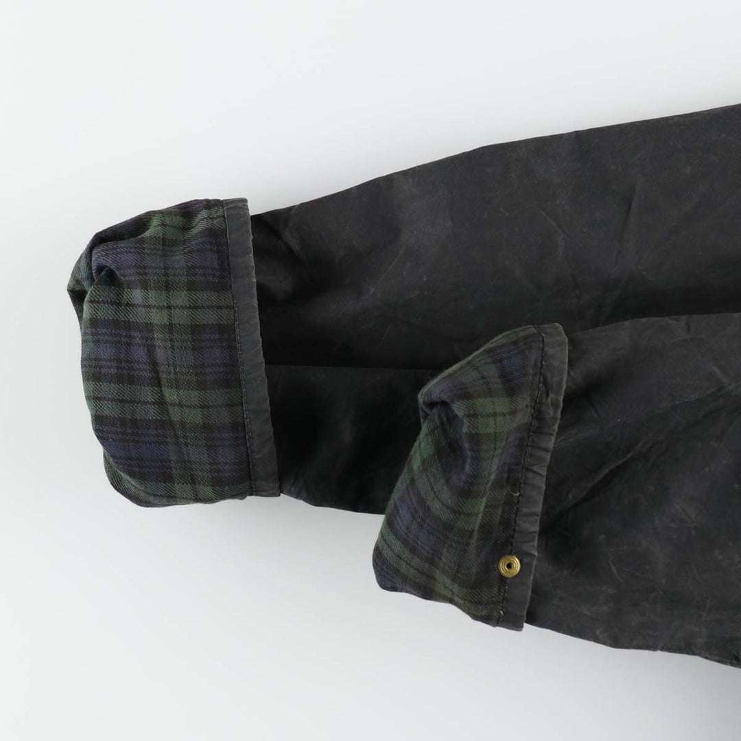 Bargain Price (with minor imperfections): 1990'S Barbour DURHAM (Durham) Old 3-Warrant Hooded Waxed Cotton Oiled Jacket, Made in England, Size C40 cotton navy blue type Vintage Second Hand