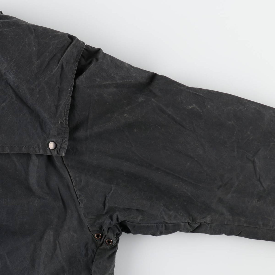 Bargain Price (with minor imperfections): 1990'S Barbour DURHAM (Durham) Old 3-Warrant Hooded Waxed Cotton Oiled Jacket, Made in England, Size C40 cotton navy blue type Vintage Second Hand