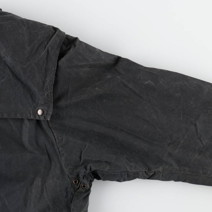 Bargain Price (with minor imperfections): 1990'S Barbour DURHAM (Durham) Old 3-Warrant Hooded Waxed Cotton Oiled Jacket, Made in England, Size C40 cotton navy blue type Vintage Second Hand