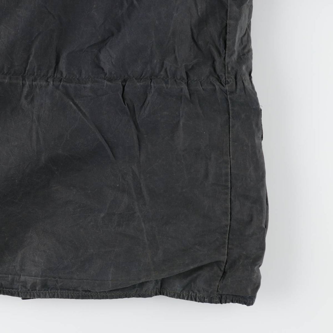 Bargain Price (with minor imperfections): 1990'S Barbour DURHAM (Durham) Old 3-Warrant Hooded Waxed Cotton Oiled Jacket, Made in England, Size C40 cotton navy blue type Vintage Second Hand