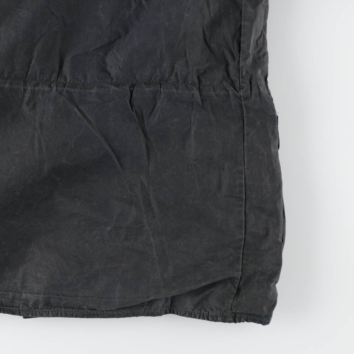 Bargain Price (with minor imperfections): 1990'S Barbour DURHAM (Durham) Old 3-Warrant Hooded Waxed Cotton Oiled Jacket, Made in England, Size C40 cotton navy blue type Vintage Second Hand