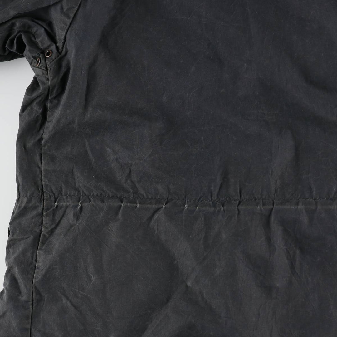 Bargain Price (with minor imperfections): 1990'S Barbour DURHAM (Durham) Old 3-Warrant Hooded Waxed Cotton Oiled Jacket, Made in England, Size C40 cotton navy blue type Vintage Second Hand