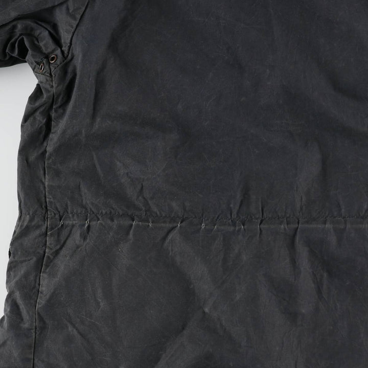 Bargain Price (with minor imperfections): 1990'S Barbour DURHAM (Durham) Old 3-Warrant Hooded Waxed Cotton Oiled Jacket, Made in England, Size C40 cotton navy blue type Vintage Second Hand