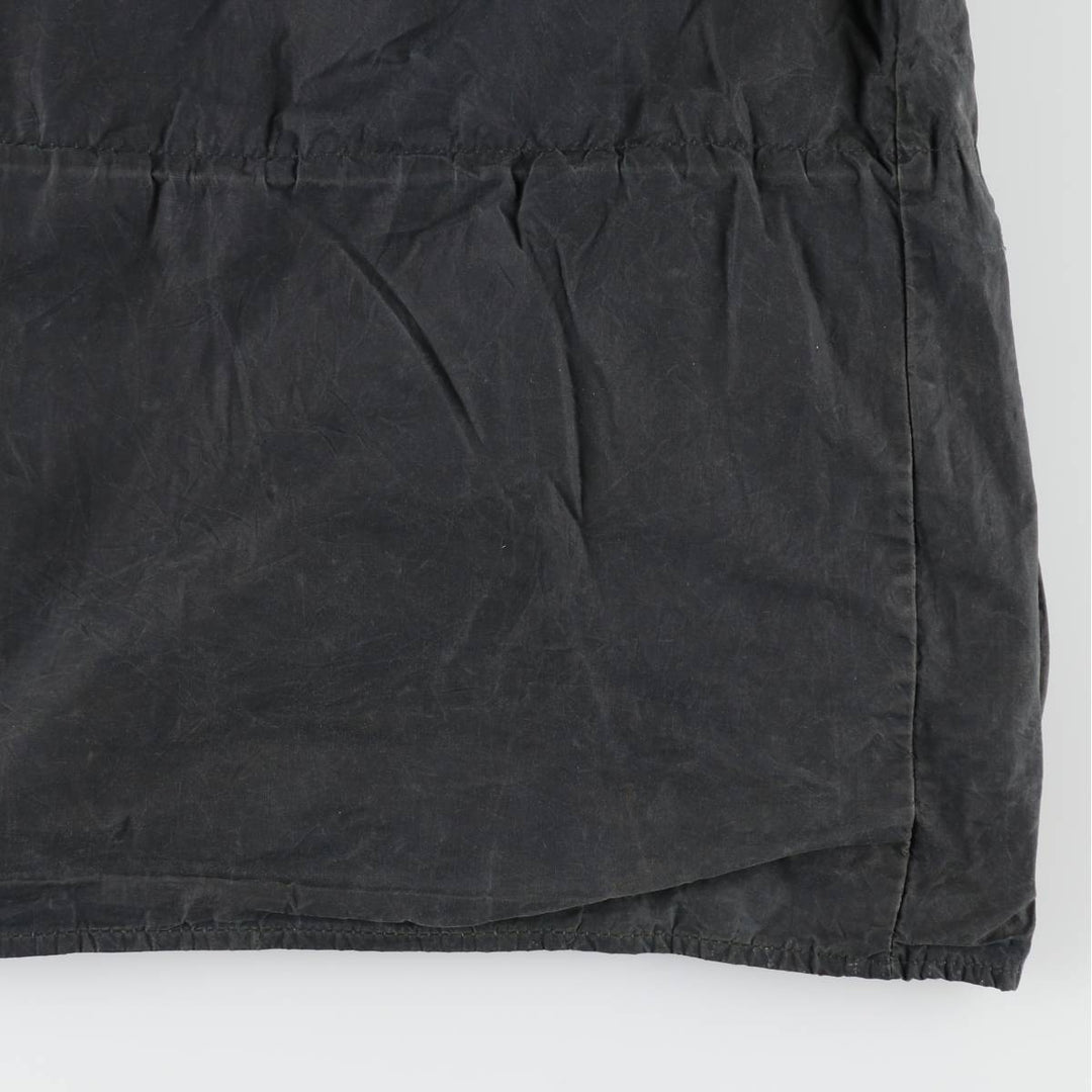 Bargain Price (with minor imperfections): 1990'S Barbour DURHAM (Durham) Old 3-Warrant Hooded Waxed Cotton Oiled Jacket, Made in England, Size C40 cotton navy blue type Vintage Second Hand