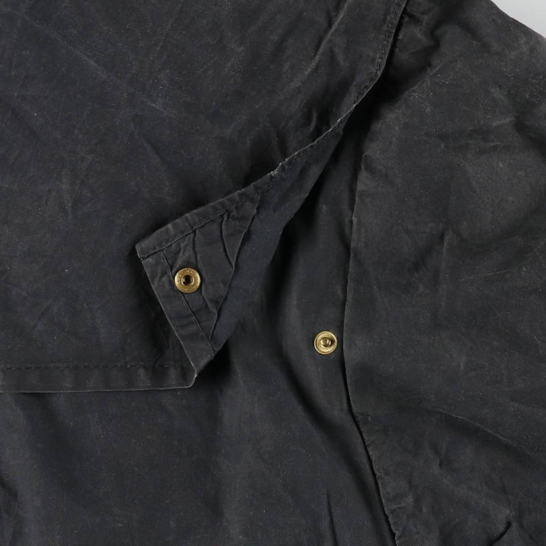 Bargain Price (with minor imperfections): 1990'S Barbour DURHAM (Durham) Old 3-Warrant Hooded Waxed Cotton Oiled Jacket, Made in England, Size C40 cotton navy blue type Vintage Second Hand