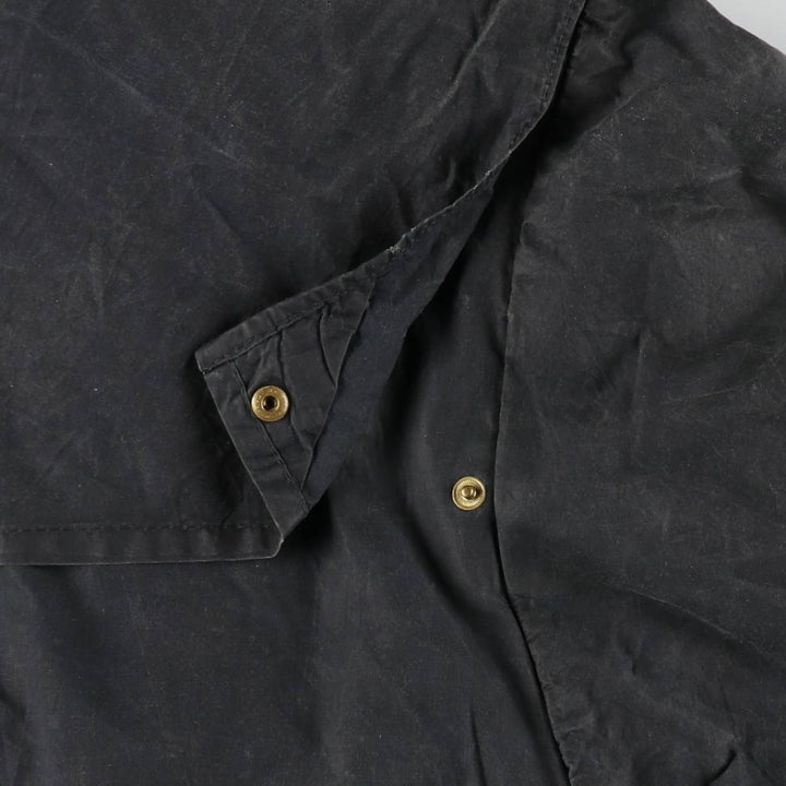 Bargain Price (with minor imperfections): 1990'S Barbour DURHAM (Durham) Old 3-Warrant Hooded Waxed Cotton Oiled Jacket, Made in England, Size C40 cotton navy blue type Vintage Second Hand
