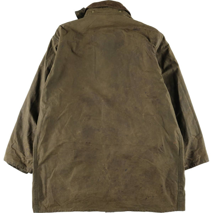 Bargain Price (with minor imperfections): 1990'S Barbour Northumbria Old 3-Warrant Waxed Cotton Oiled Jacket, Made in England, Size C44 (Men's L equivalent) cotton Khaki type Vintage Second Hand