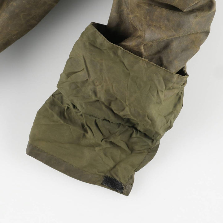 Bargain Price (with minor imperfections): 1990'S Barbour Northumbria Old 3-Warrant Waxed Cotton Oiled Jacket, Made in England, Size C44 (Men's L equivalent) cotton Khaki type Vintage Second Hand