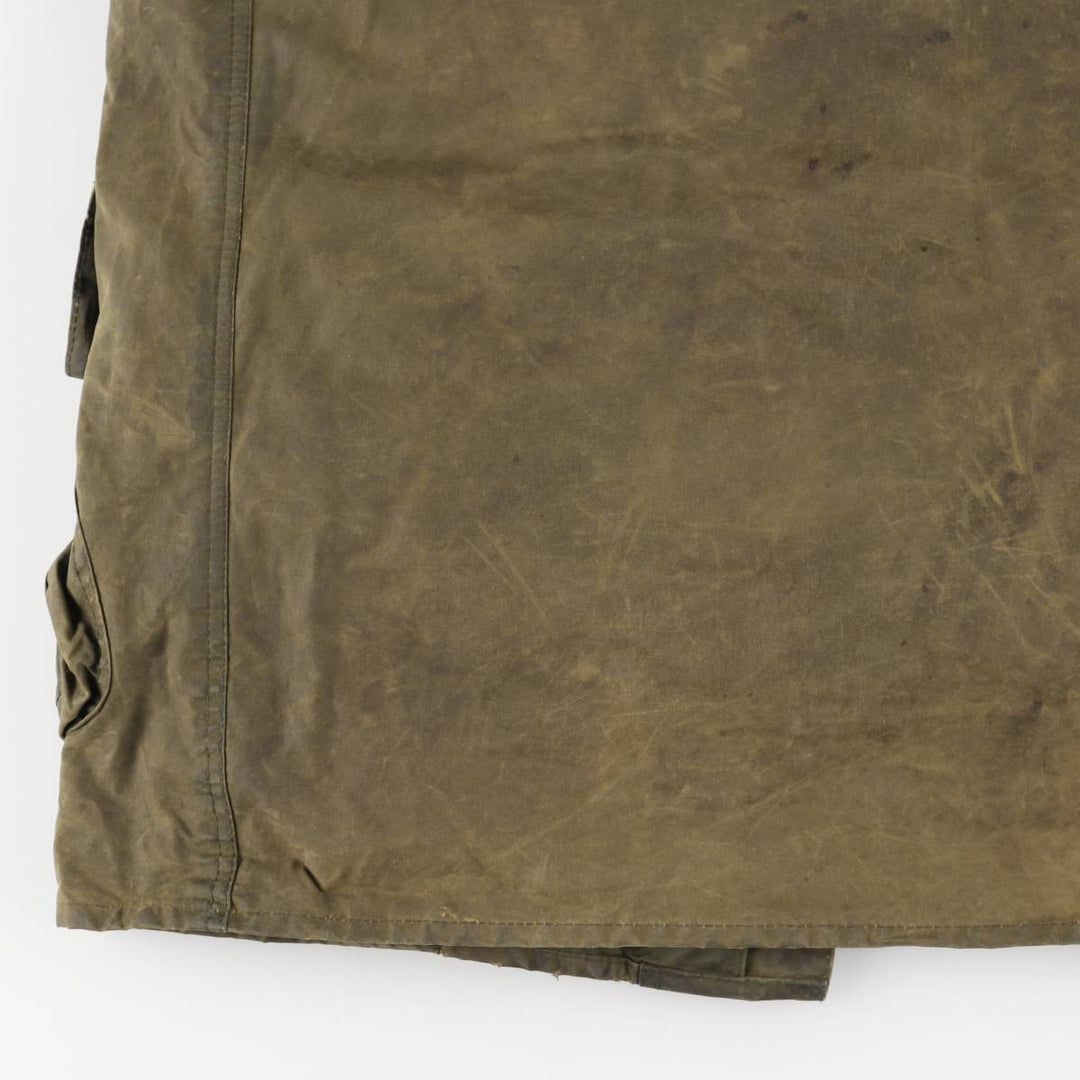 Bargain Price (with minor imperfections): 1990'S Barbour Northumbria Old 3-Warrant Waxed Cotton Oiled Jacket, Made in England, Size C44 (Men's L equivalent) cotton Khaki type Vintage Second Hand