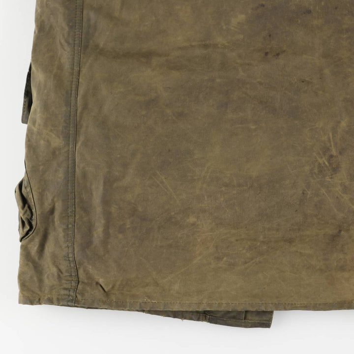 Bargain Price (with minor imperfections): 1990'S Barbour Northumbria Old 3-Warrant Waxed Cotton Oiled Jacket, Made in England, Size C44 (Men's L equivalent) cotton Khaki type Vintage Second Hand