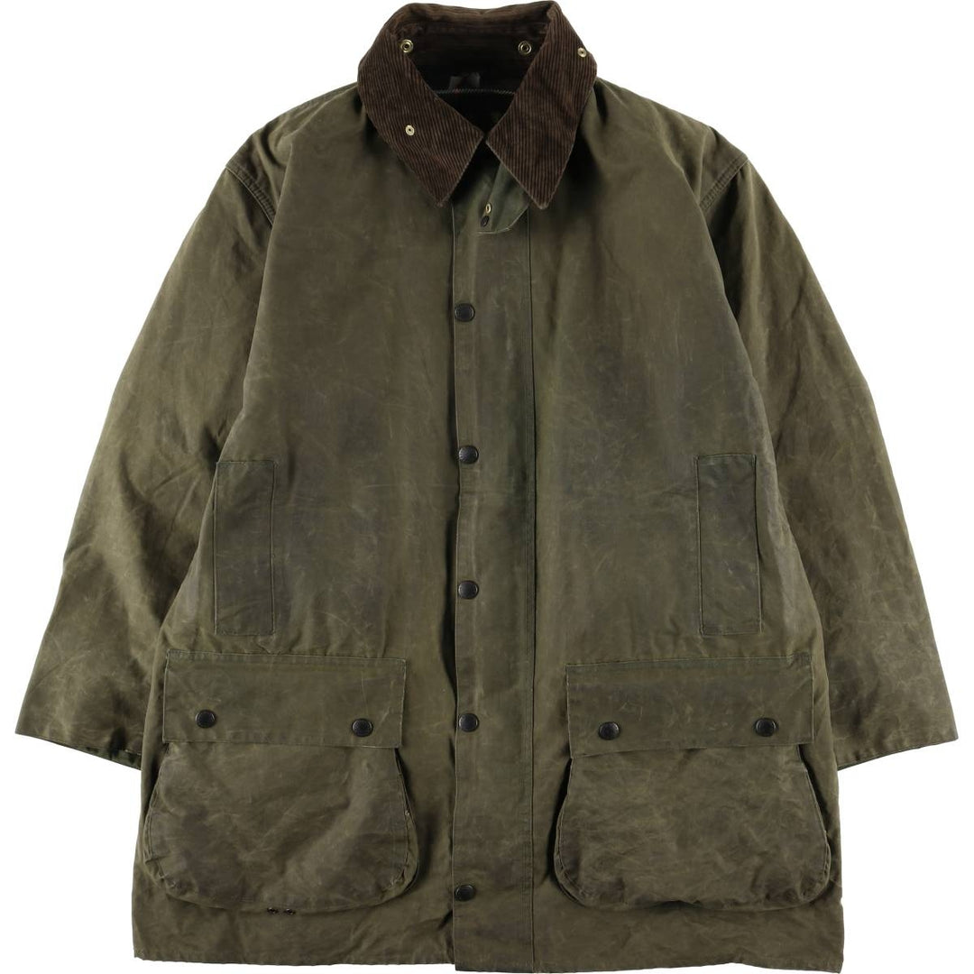 80s-90'S Barbour Northumbria 3-Warrant Waxed Cotton Oiled Jacket, Made in England, Men's XL unclear Khaki type Vintage Second Hand