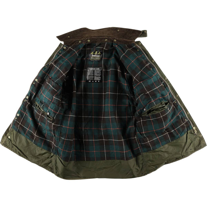 80s-90'S Barbour Northumbria 3-Warrant Waxed Cotton Oiled Jacket, Made in England, Men's XL unclear Khaki type Vintage Second Hand