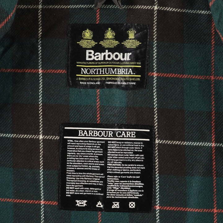 80s-90'S Barbour Northumbria 3-Warrant Waxed Cotton Oiled Jacket, Made in England, Men's XL unclear Khaki type Vintage Second Hand