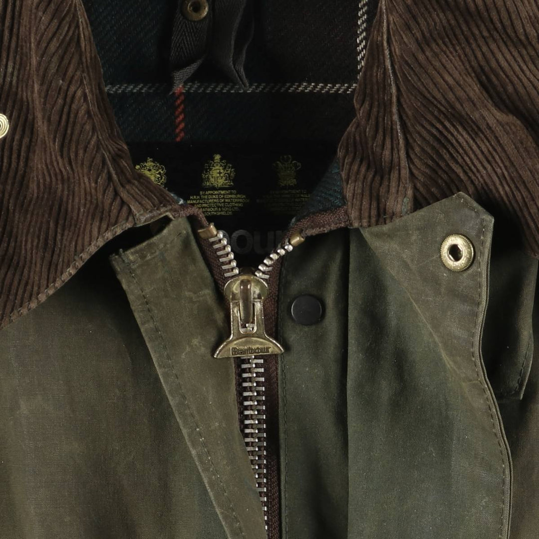 80s-90'S Barbour Northumbria 3-Warrant Waxed Cotton Oiled Jacket, Made in England, Men's XL unclear Khaki type Vintage Second Hand