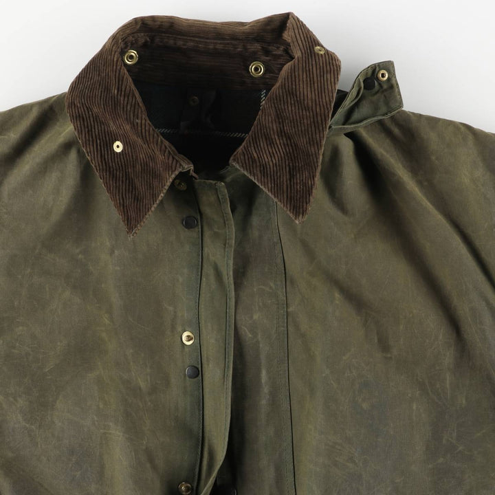 80s-90'S Barbour Northumbria 3-Warrant Waxed Cotton Oiled Jacket, Made in England, Men's XL unclear Khaki type Vintage Second Hand