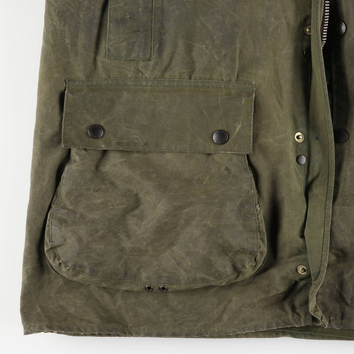 80s-90'S Barbour Northumbria 3-Warrant Waxed Cotton Oiled Jacket, Made in England, Men's XL unclear Khaki type Vintage Second Hand