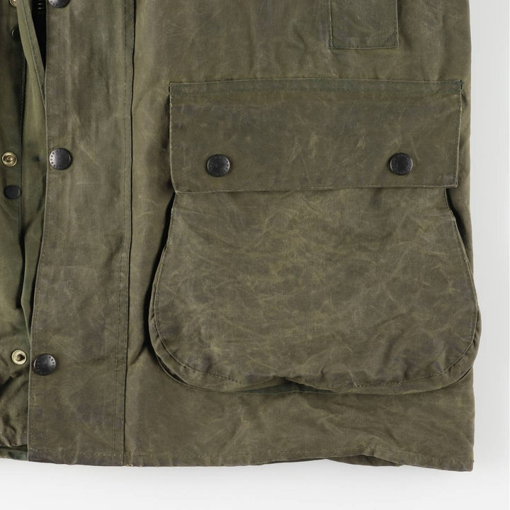 80s-90'S Barbour Northumbria 3-Warrant Waxed Cotton Oiled Jacket, Made in England, Men's XL unclear Khaki type Vintage Second Hand
