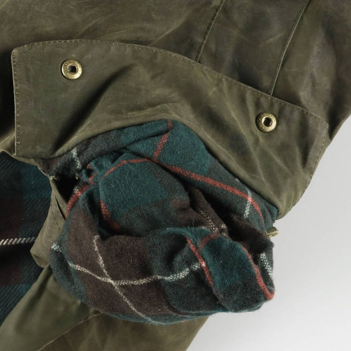 80s-90'S Barbour Northumbria 3-Warrant Waxed Cotton Oiled Jacket, Made in England, Men's XL unclear Khaki type Vintage Second Hand