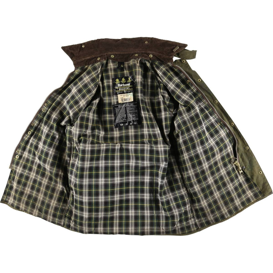 2000'S Barbour Beaufort 3-Warrant Badged Oiled Hunting Jacket, Made in the UK, C40, Men's Size M cotton Khaki type Vintage Second Hand