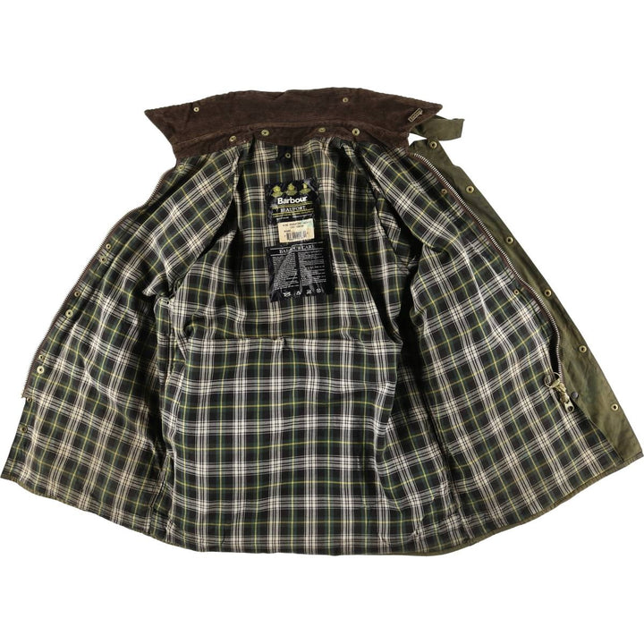 2000'S Barbour Beaufort 3-Warrant Badged Oiled Hunting Jacket, Made in the UK, C40, Men's Size M cotton Khaki type Vintage Second Hand