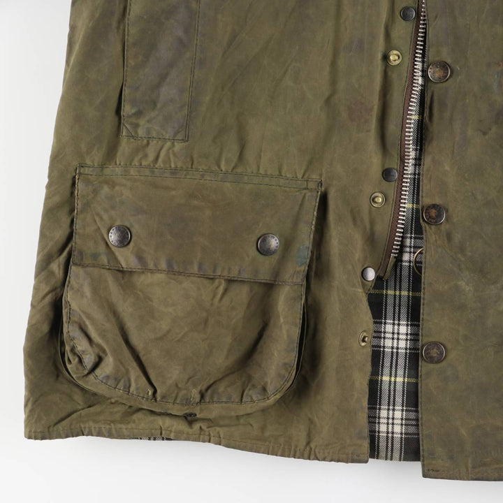 2000'S Barbour Beaufort 3-Warrant Badged Oiled Hunting Jacket, Made in the UK, C40, Men's Size M cotton Khaki type Vintage Second Hand