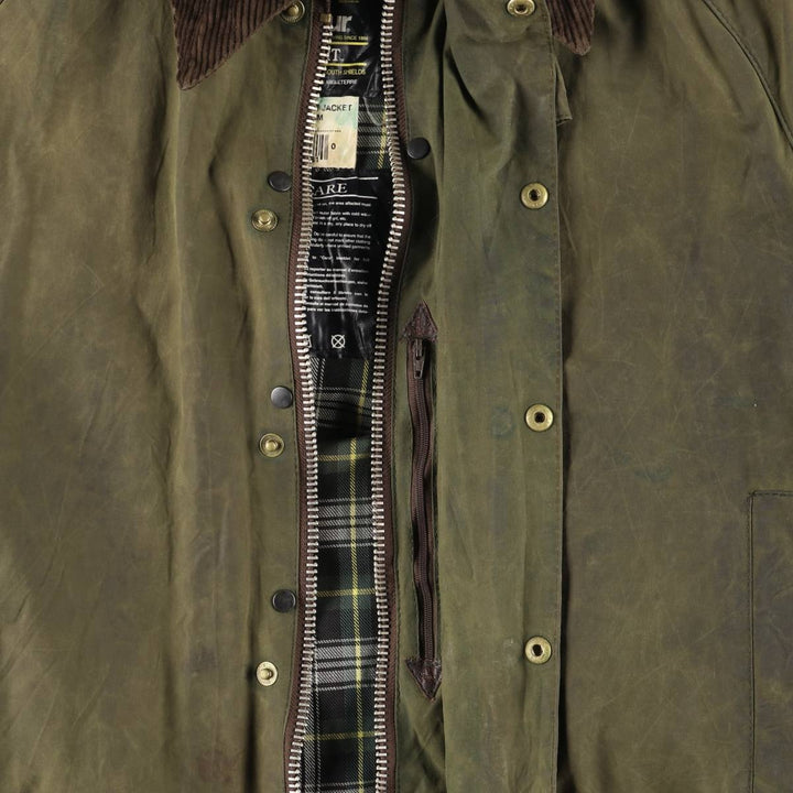 2000'S Barbour Beaufort 3-Warrant Badged Oiled Hunting Jacket, Made in the UK, C40, Men's Size M cotton Khaki type Vintage Second Hand